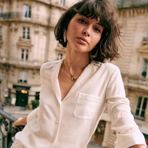 ✨ NWT Sezane 100%silk FLORENCE SHIRT